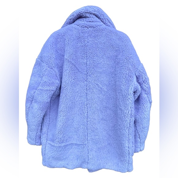 NWT - Topshop teddy midi coat with patch pockets in purple. Size 4 only. - Picture 7 of 8